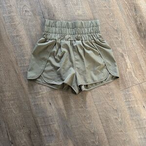 Khaki Women's High-Waisted Shorts